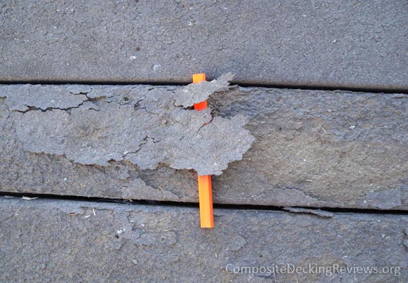 Delamination on a composite deck.